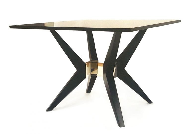 image of custo made dining table of metal and wood
